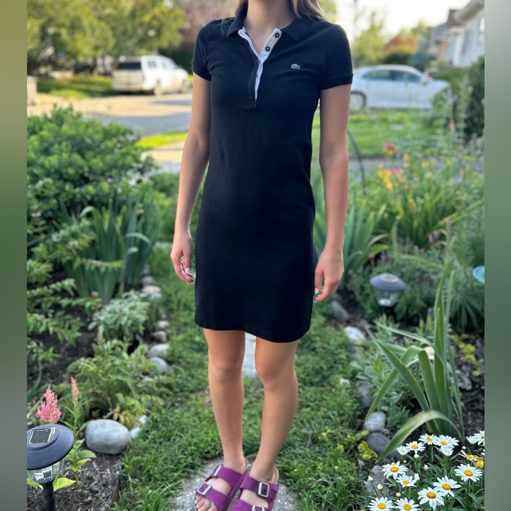 Lacoste Black Buttoned Polo Mini Dress